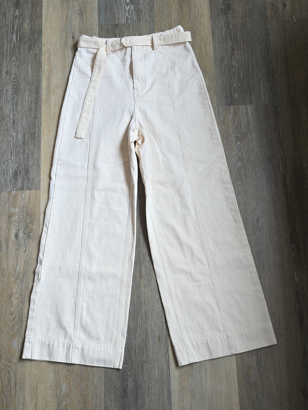 High-Waist Wide-Leg Pants - Cream